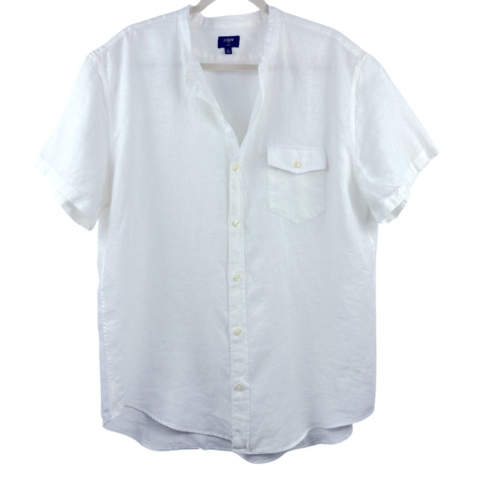 J. Crew Mandarin Collar Button Front Linen Shirt Size XL